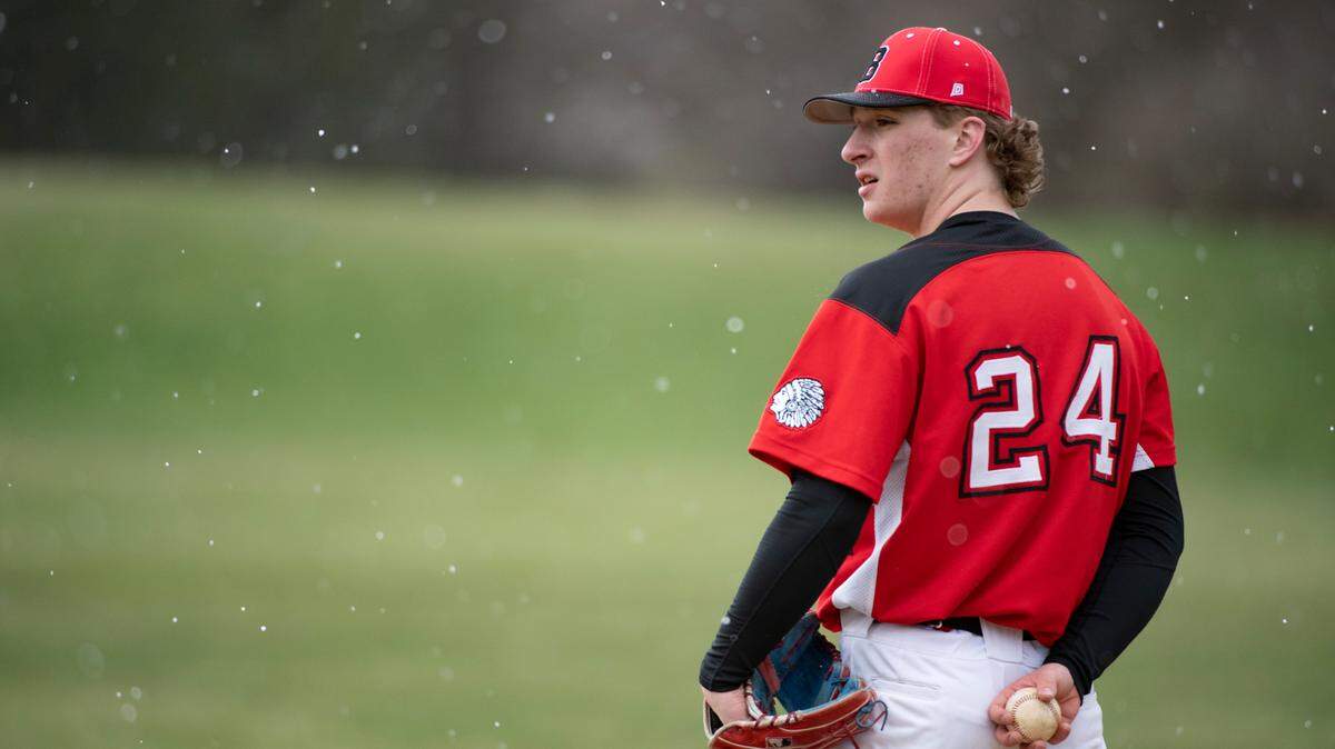 Derek Fravel pitches during a PIAA baseball game between Bellefonte and Jersey Shore on Friday, April 1, 2022 in Bellefonte.