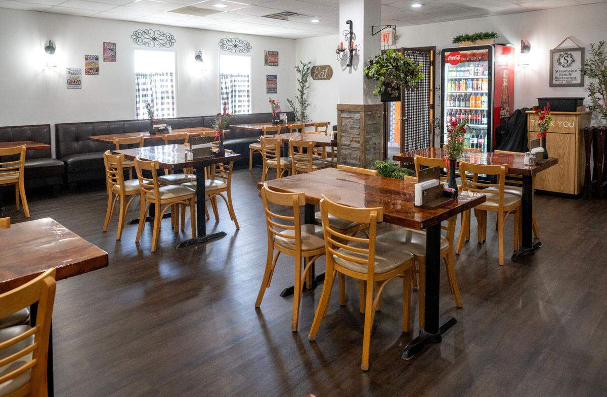 The seating area at Streamside Family Restaurant’s new location at 2782 Earlystown Road.