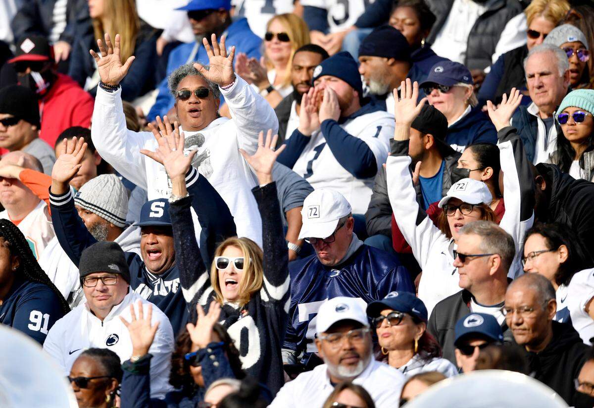 Penn State fans cheer during the game against Maryland on Saturday, Nov. 6, 2021.