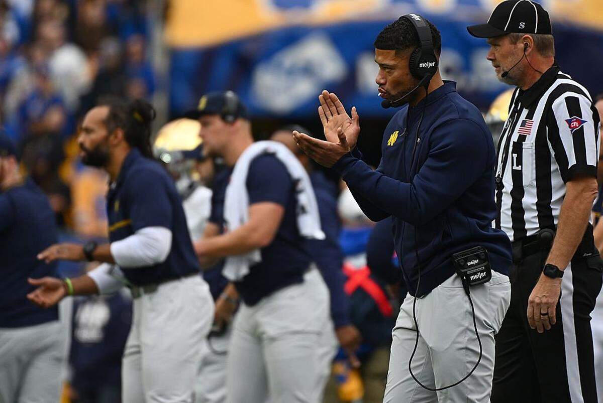 PITTSBURGH, PENNSYLVANIA - NOVEMBER 15: Head coach Marcus Freeman of the Notre Dame Fighting Irish looks on in the first half during the game against the Pittsburgh Panthers at Acrisure Stadium on November 15, 2025 in Pittsburgh, Pennsylvania. (Photo by Justin Berl/Getty Images)