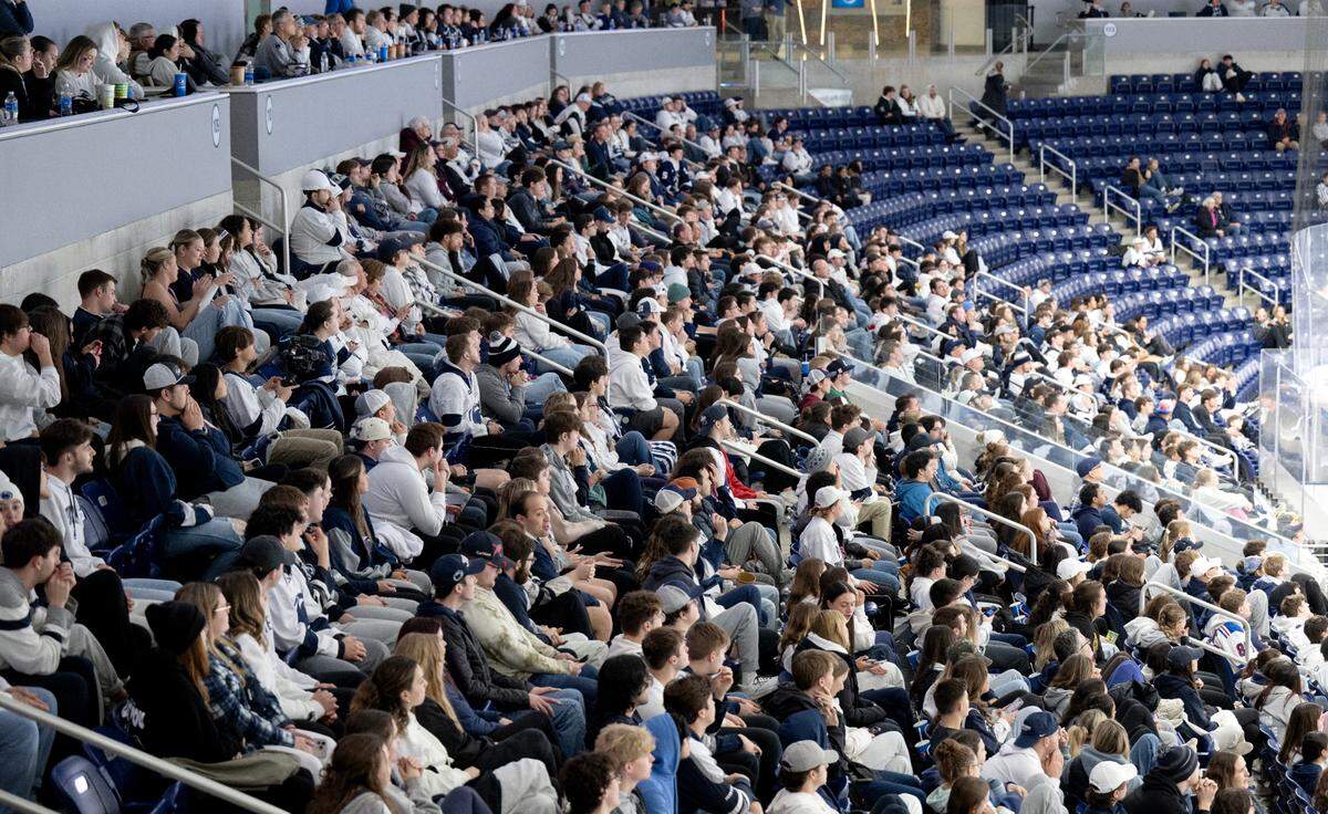 Penn State fans gathered at Pegula Ice Arena for a NCAA Frozen Four watch party on Thursday, April 10, 2025.