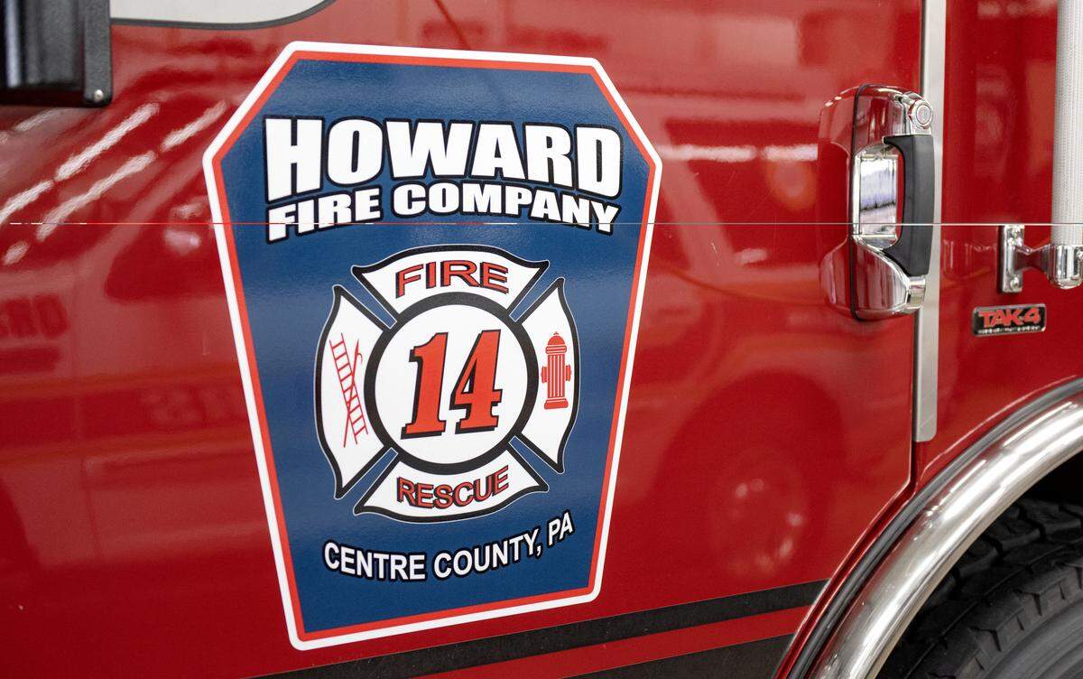 The Howard Fire Company logo on a truck at the station. 