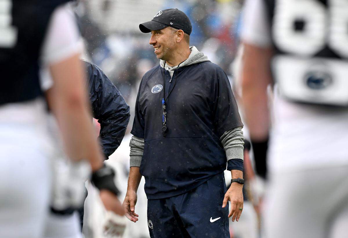 Penn State football coach Matt Campbell during the Blue-White Practice on Saturday, April 25, 2026.  