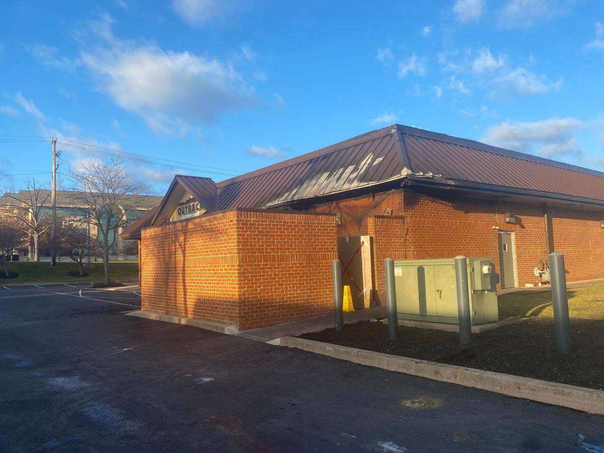 The Outback Steakhouse building in Patton Township was damaged after an early morning fire on Wednesday, Dec. 13, 2023.