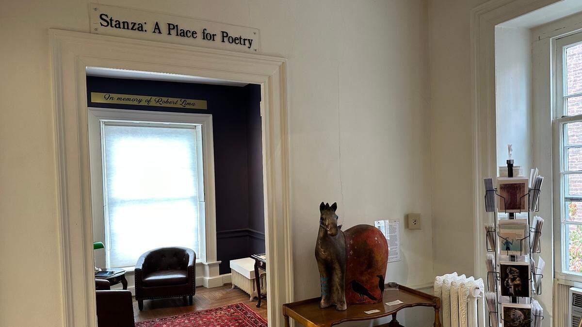 Winners of the Bellefonte Art Museum’s have their poems Ekphrastic poetry contest have their poems displayed prominently in the Stanza room of the museum.