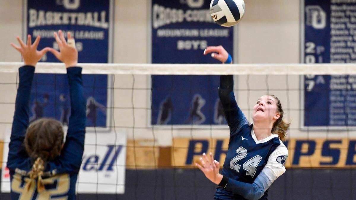 Philipsburg-Osceola’s Reese Hazelton, pictured on Nov. 4, had 28 kills to go with 3 blocks, 16 digs, 13 service points and 7 aces against Harbor Creek on Saturday in the PIAA 2A quarterfinals.
