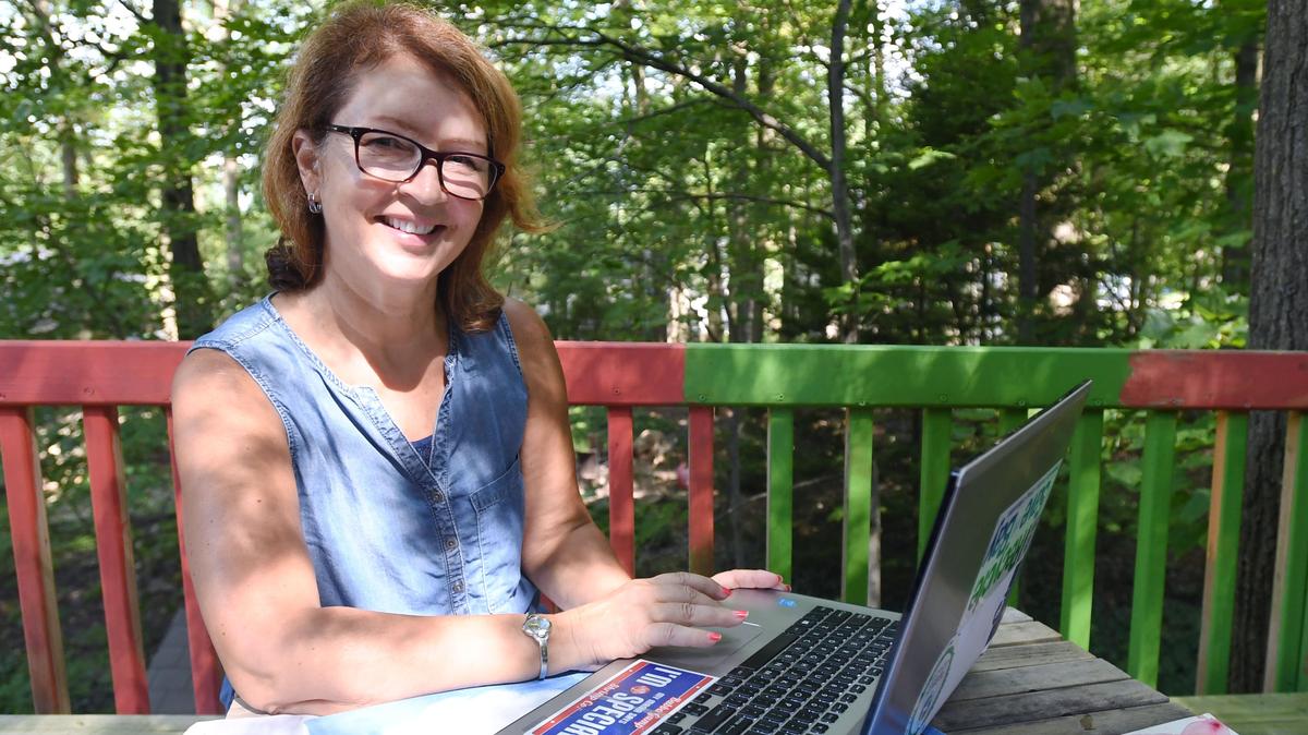 Adelina Hristova smiles for a portrait at her home Wednesday, Aug. 29, 2018 in State College. Hristova founded AzBukiVeri, an independent publishing agency in State College in January 2017.