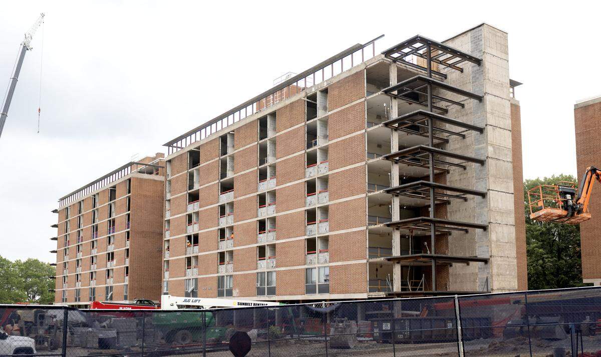 Renovations are underway on Wolf Hall and Ritner Hall on the Penn State campus on Wednesday, Aug. 6, 2025.  