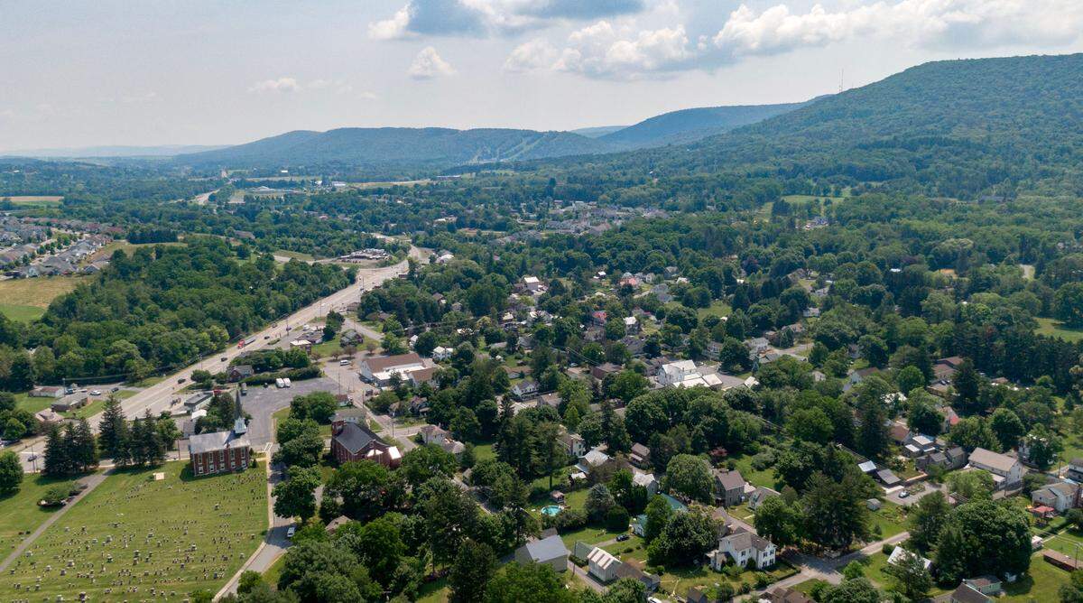An aerial view Harris township on Tuesday, June 18, 2024.