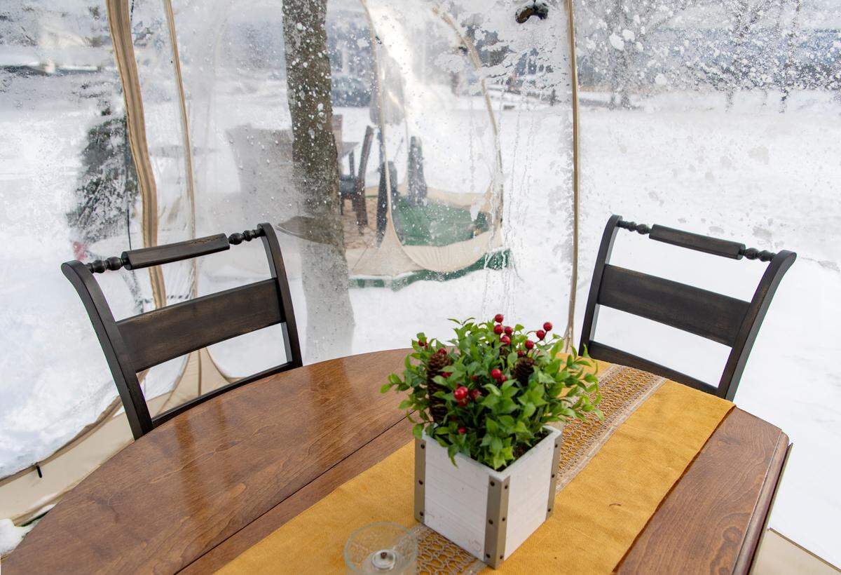 Inside one of the igloos available for four diners at Gigi’s Southern Table on Friday, Jan. 7, 2022.
