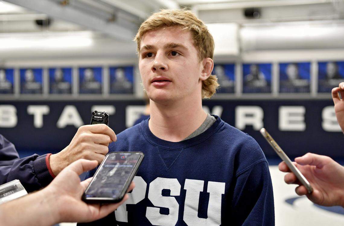 Penn State wrestler Brody Teske talks to the media about the upcoming season on Tuesday, Nov. 5, 2019.