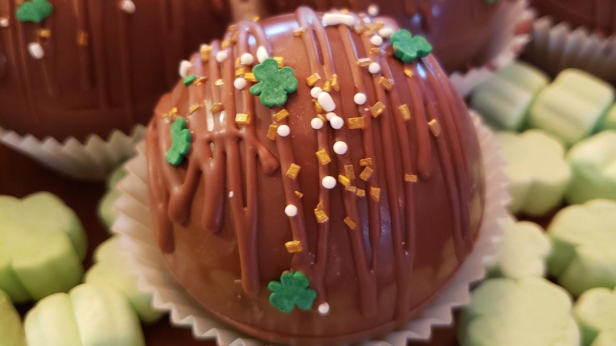 Lisa Rankin, who sells her hot chocolate bombs at Belle Mercantile in Bellefonte, is planning special St. Patrick’s Day bombs.