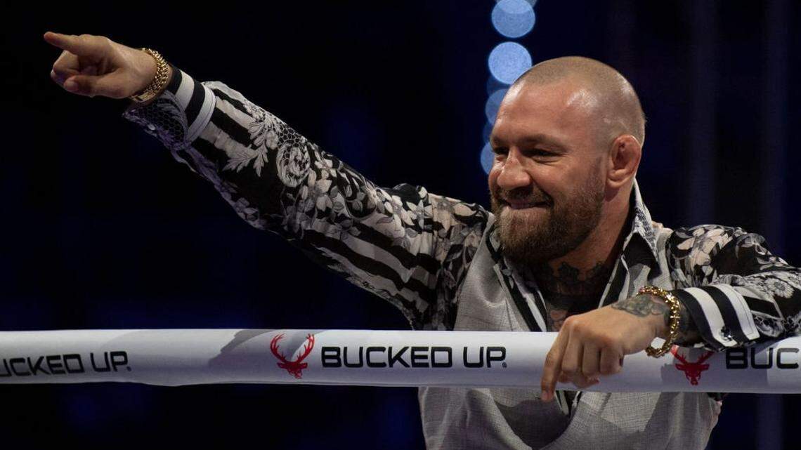 Conor McGregor reacts to Penn State hockey’s Gavin McKenna using his celebration