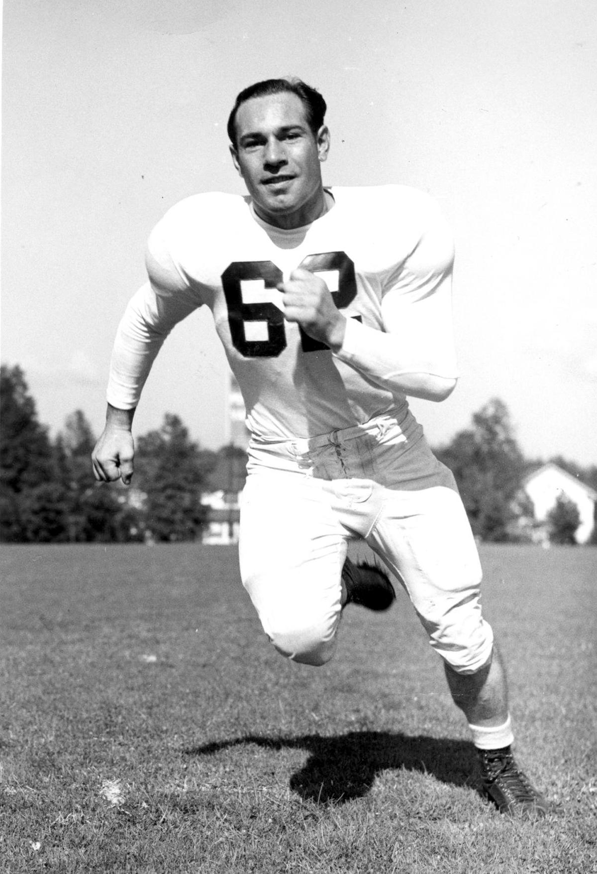 Steve Suhey was an All-American guard on the Nittany Lions’ undefeated 1947 team — which he played on after serving three years in the Pacific with the Army Air Corps in World War II. Penn State photo