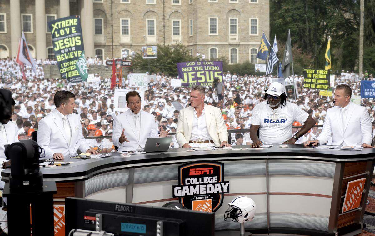  ESPN’s College GameDay films at Penn State on Saturday, Sept. 27, 2025.  