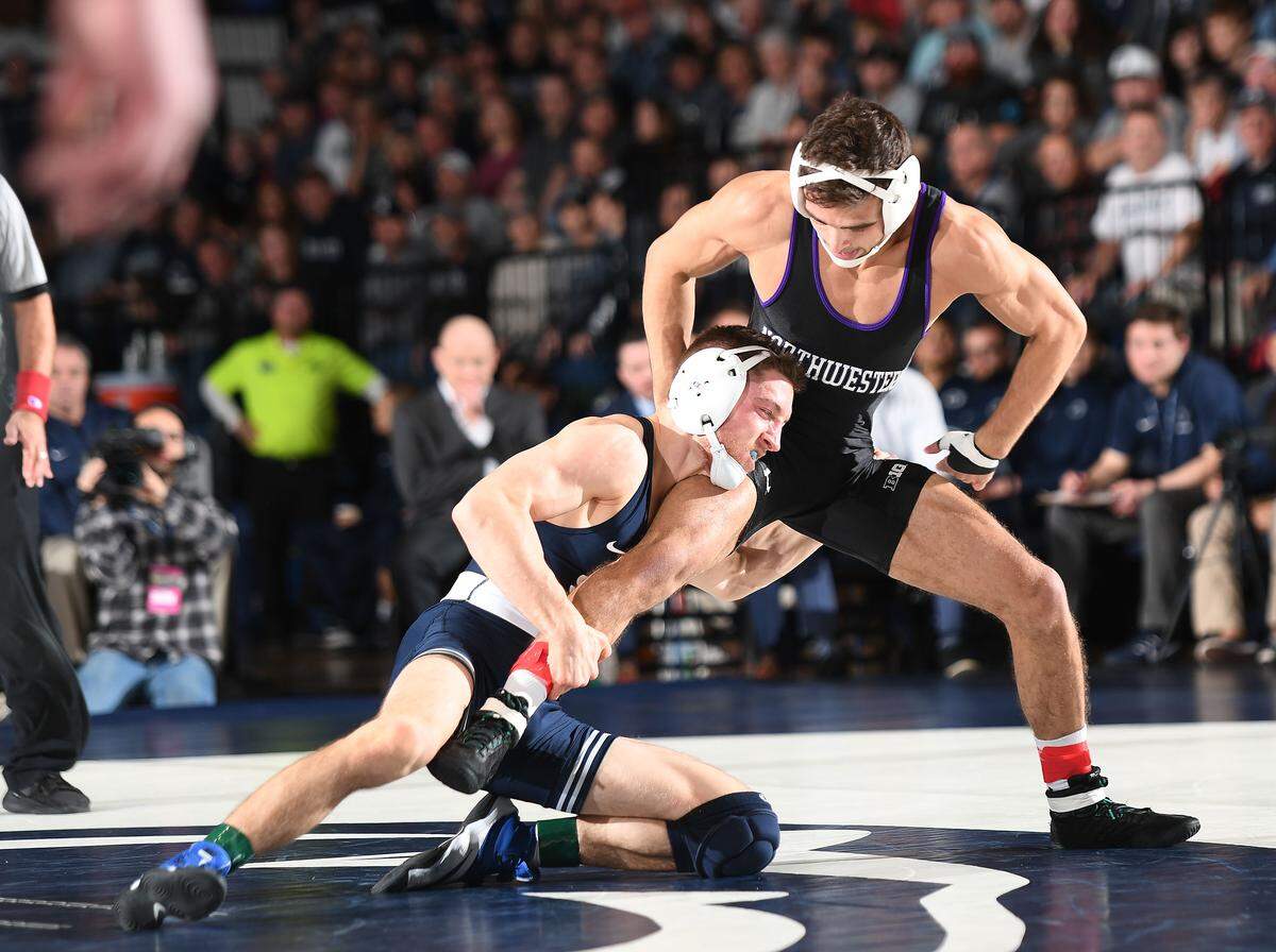 Penn State’s Nick Lee (left) is set to take on an unusual true freshman in Rutgers’ Jojo Aragona on Sunday. Aragona was the No. 1 ranked recruit coming out of high school last season at 141 pounds and was No. 6 nationally by FloWrestling.