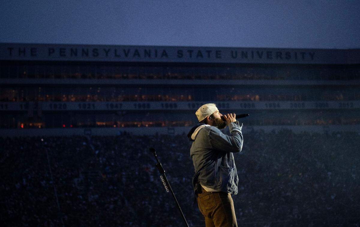 Jordan Davis performs at Beaver Stadium before Luke Combs on Saturday, April 27, 2024.