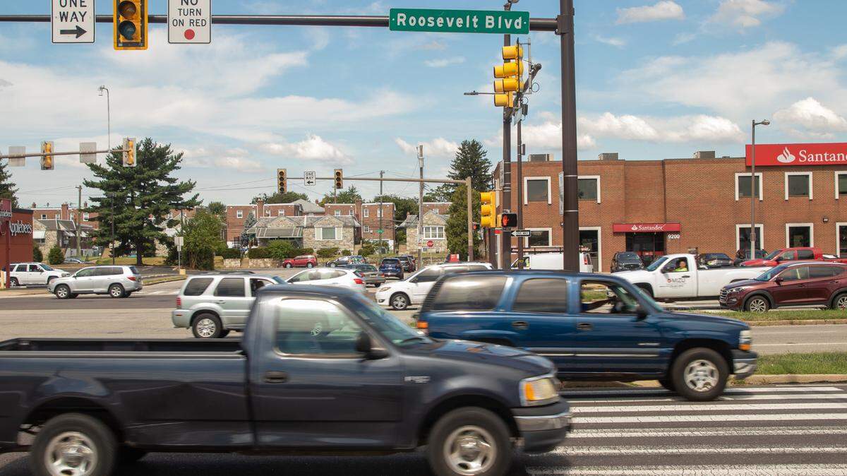 An intersection on Philadelphia’s Roosevelt Boulevard with speed cameras.