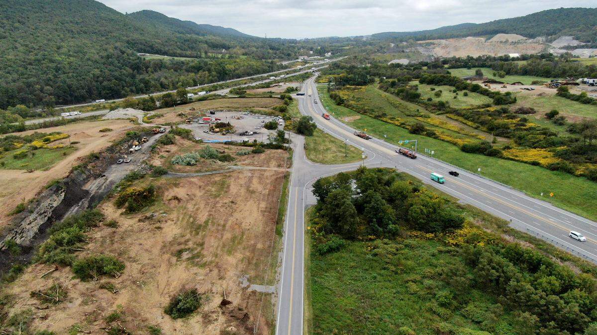 Jacksonville Road leads to Interstate 99 as traffic moves on Tuesday. The intersection of Jacksonville Road at I-99 will close as part of the I-99/I-80 interchange project.