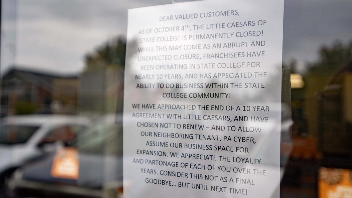 Little Caesars Pizza on South Atherton Street has closed on Thursday, Oct. 4, 2018. A note in the window said PAcyber will take over the space to expand.