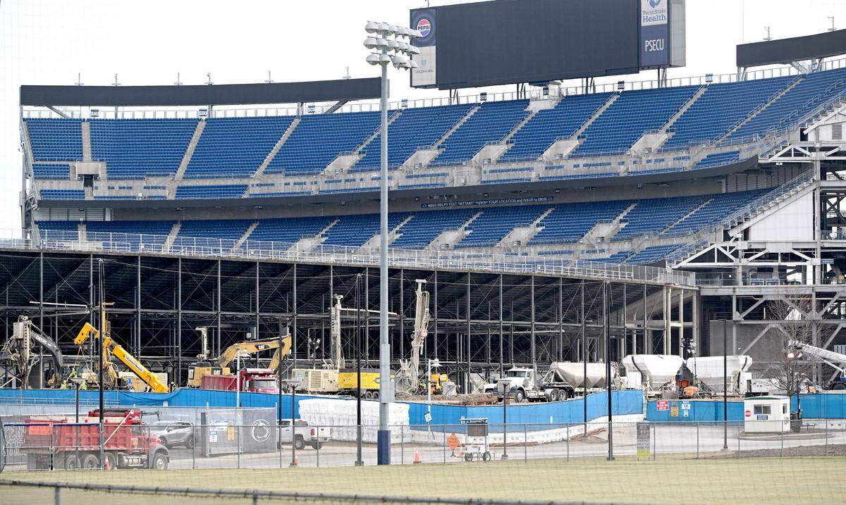 Construction on the west side of Beaver Stadium on Wednesday, Feb. 5, 2025.