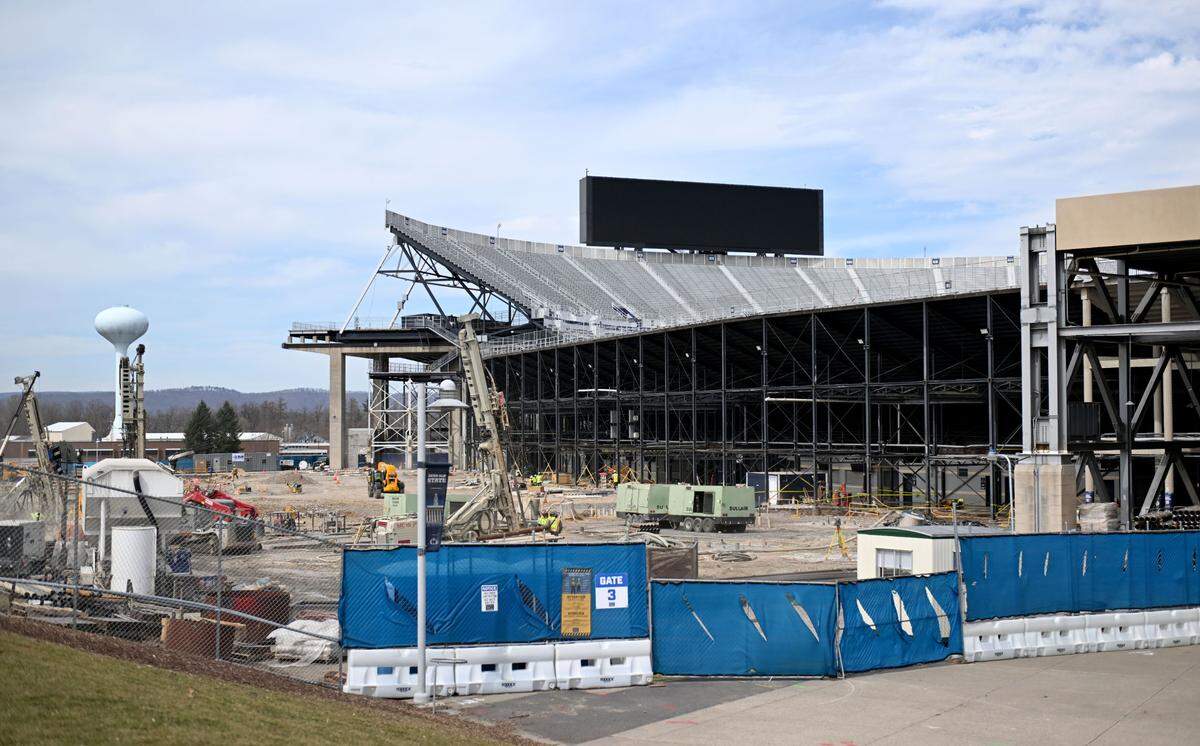 Construction on the west side of Beaver Stadium on Wednesday, March 19, 2025.