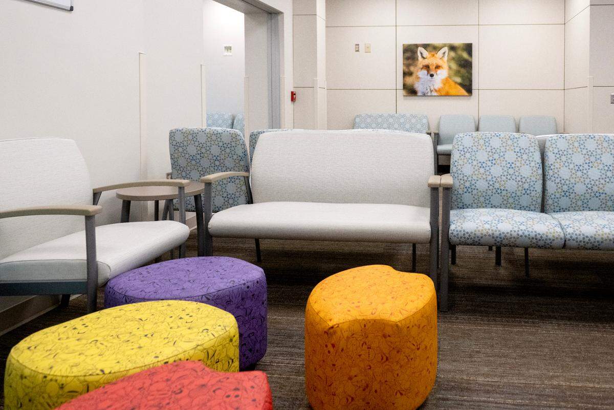 The “well waiting area” for the pediatrics department at Geisinger Healthplex State College on Wednesday, Jan. 29, 2025. The pediatrics office now offers two different waiting room areas, one for well patients, and one for sick patients.