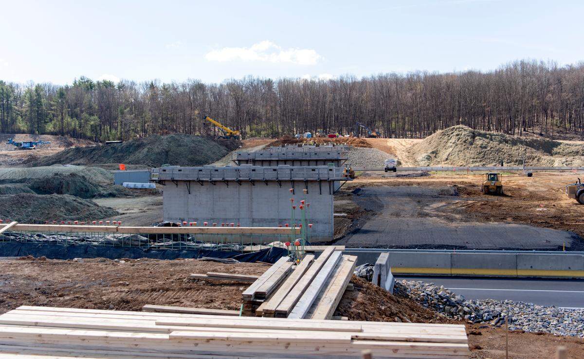 The overpass being built for the new state Route 26 and Interstate 80 local interchange on Friday, April 22, 2022.