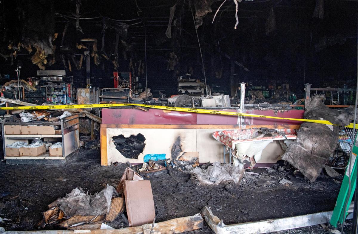 The damage from the early morning fire at Hall’s Market in Snow Shoe on Tuesday, Feb. 25, 2020.