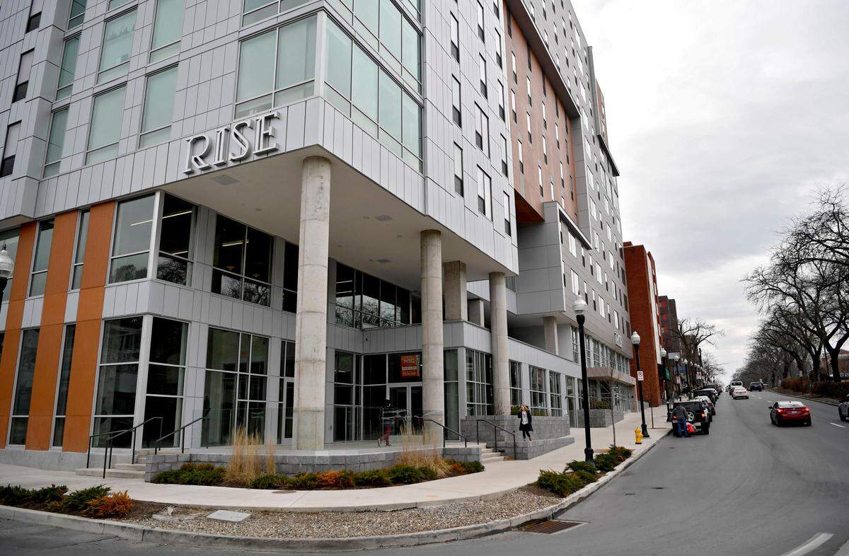 The Rise on East College Avenue in State College opened in 2018. Like many complexes, its retail spaces remain largely empty.
