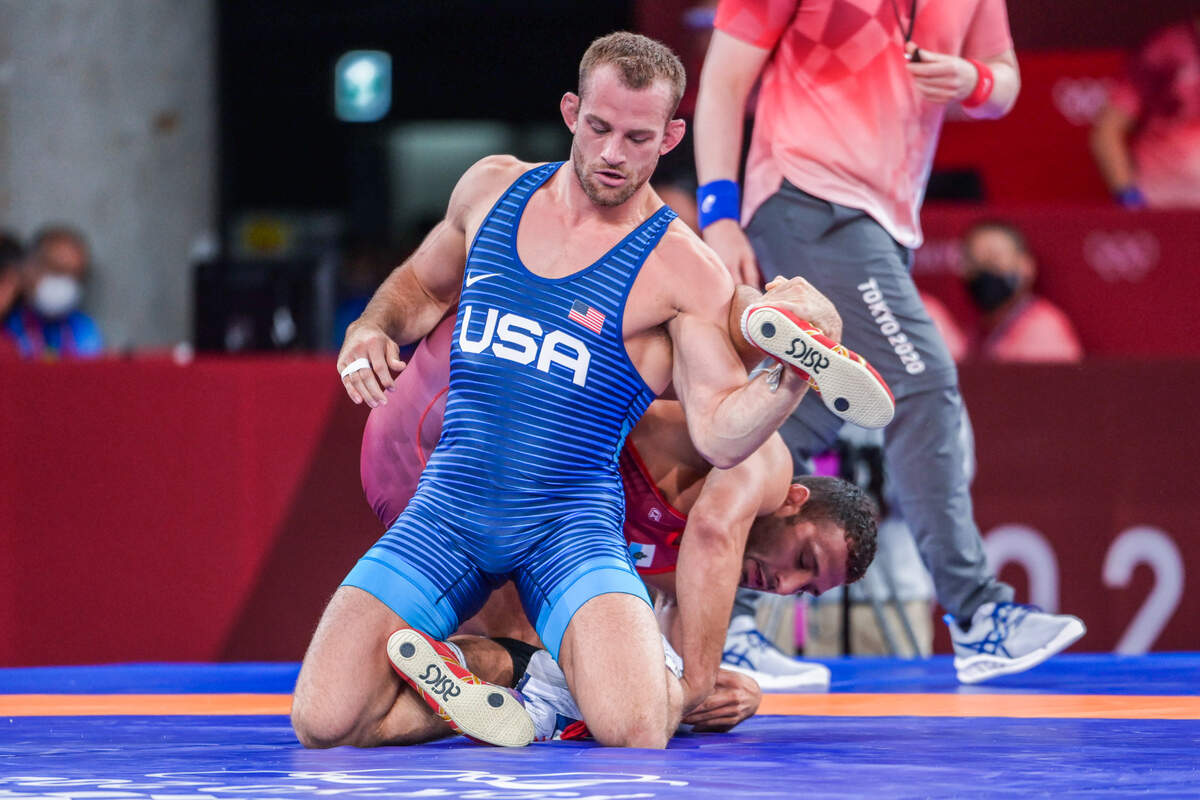 Former Penn State wrestling great David Taylor, pictured at the 2020 Tokyo Olympics, was named the head wrestling coach at Oklahoma State.