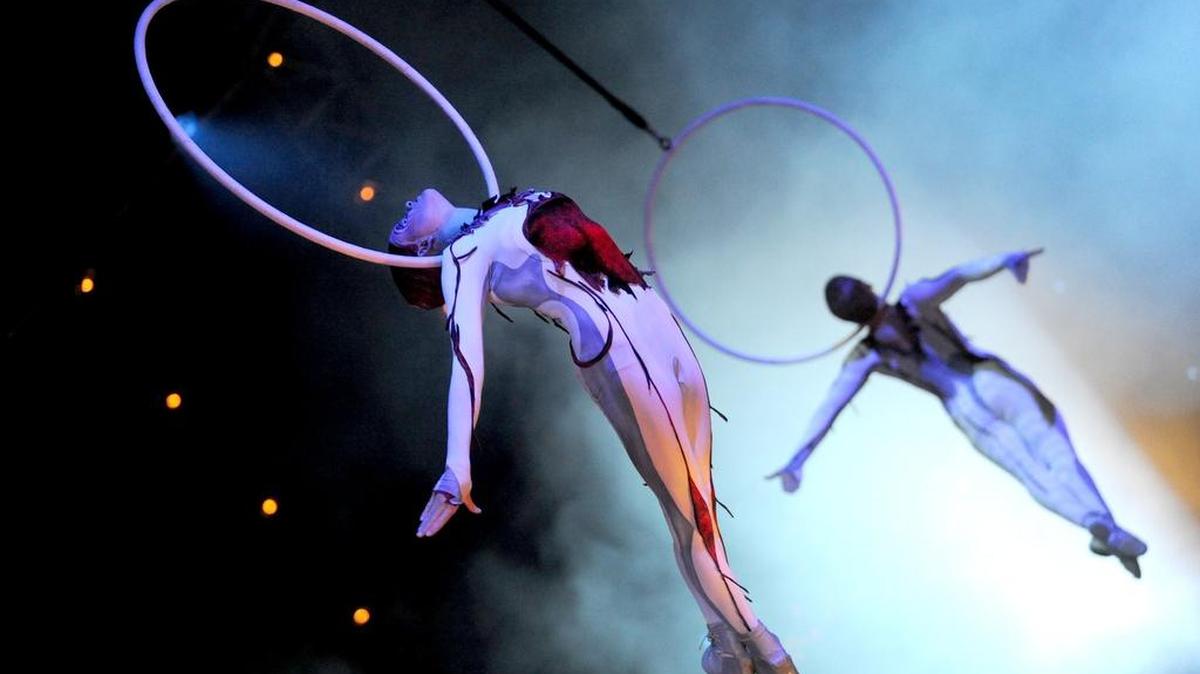 Acrobats perform during Cirque du Soleil’s Quidam at the Bryce Jordan Center in 2011.