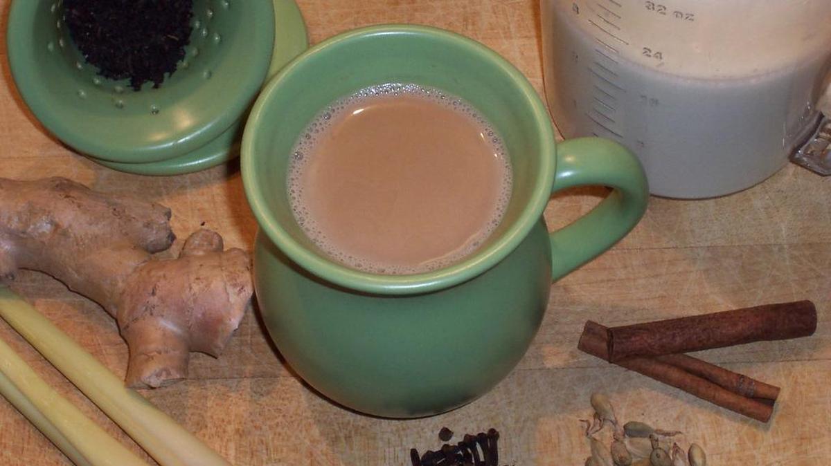 Chai is made by combining spices, loose black tea and warm milk.