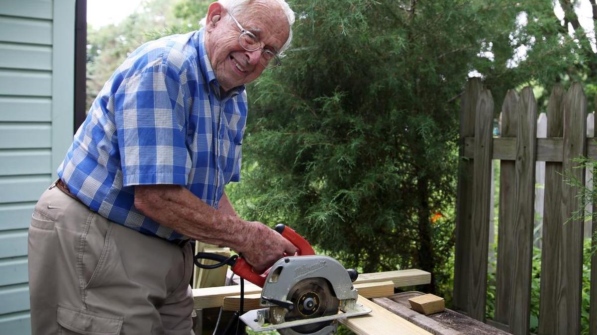 Gert Aron, 90, specializes in building ramps and handicap-friendly stairs for Habitat for Humanity and plans to soon retire from that activity.