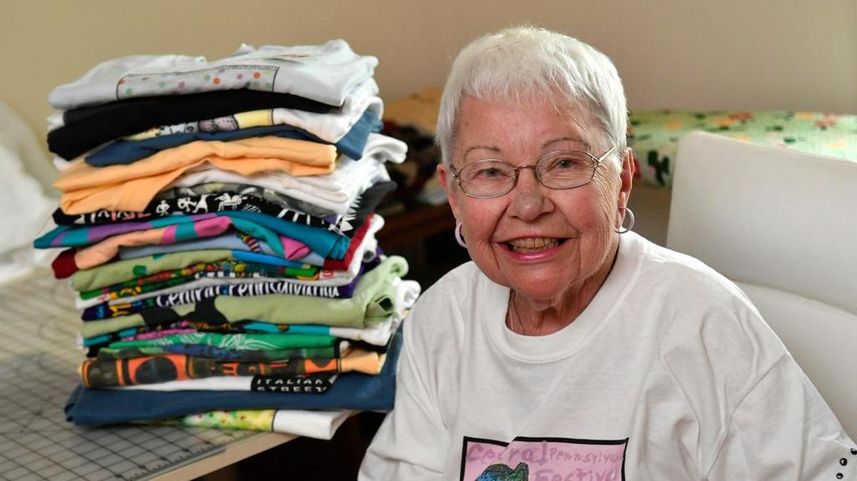 Jan Phillips has been volunteering with the Central Pennsylvania Festival of the Arts for almost 50 years and has been collecting T-shirts since she started volunteering.