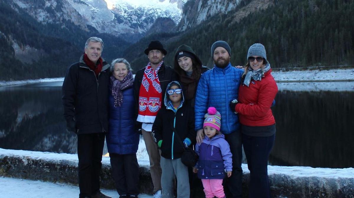 Anne Quinn Corr’s family poses for a portrait last Christmas in Austria. After more than 30 years writing for the CDT, Corr, pictured second from left, will be taking time off to be with family.