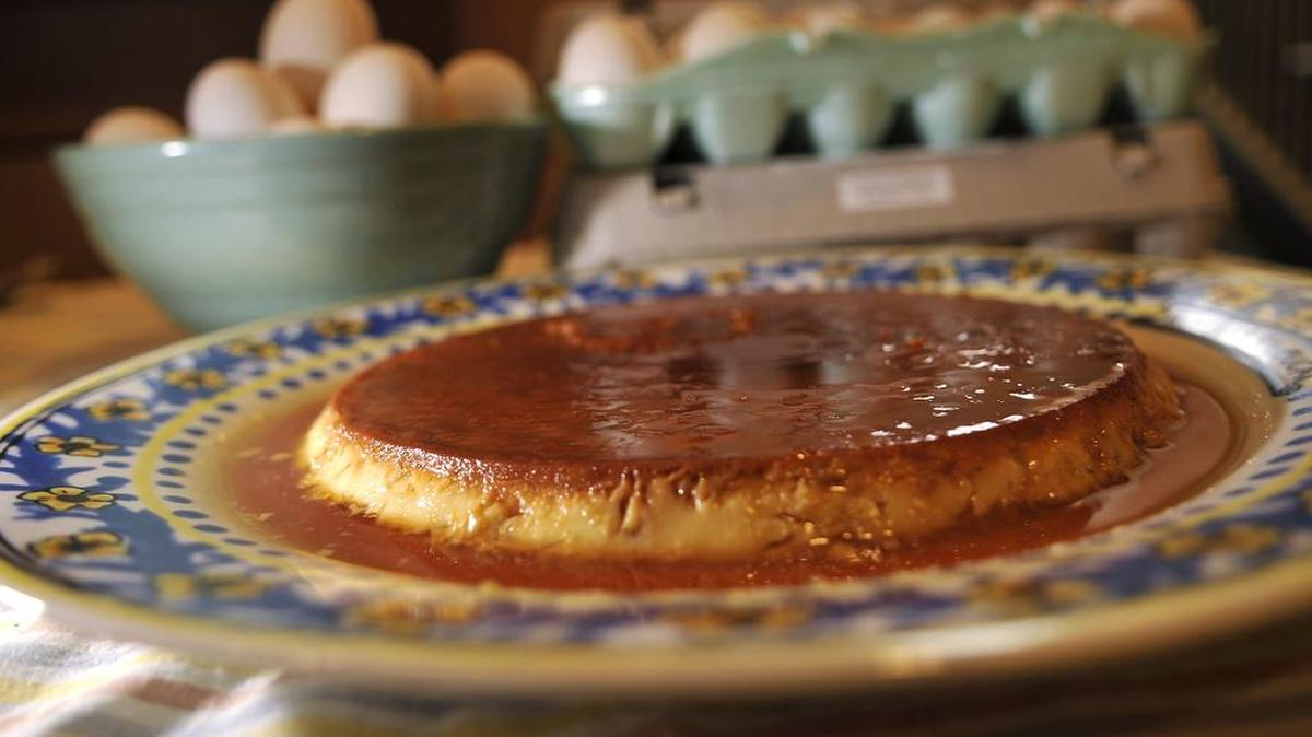 Flan made by Anne Quinn Corr uses free range duck eggs.