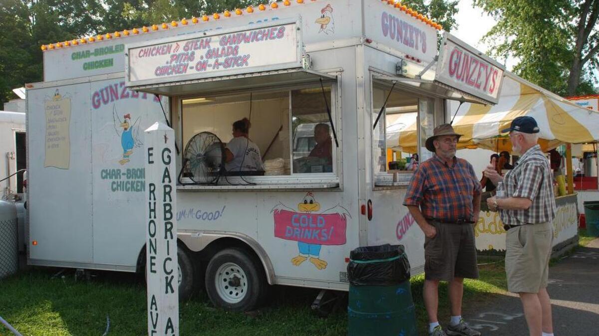 Gunzey’s Sausage food trailer travels throughout the summer to various fairs in central Pa., including the Grange Fair.