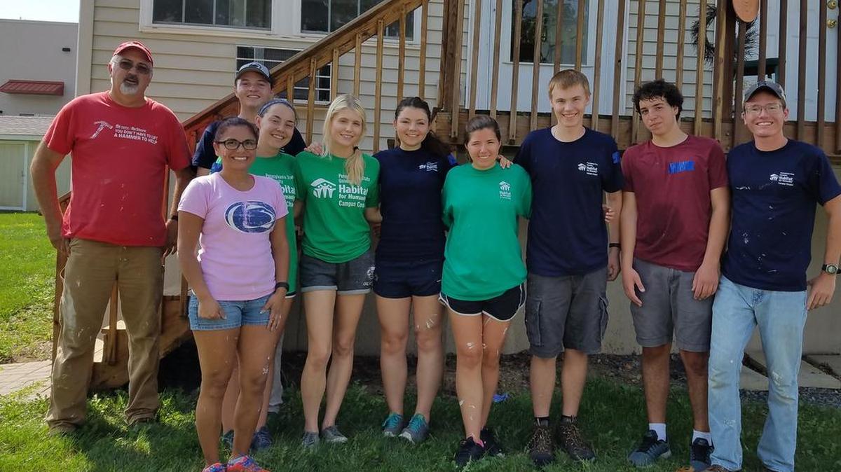 Habitat for Humanity volunteers help renovate a home.