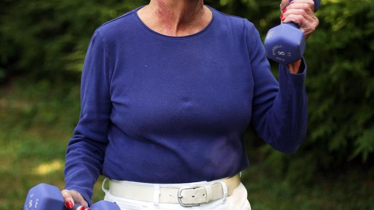 Sara “Sally” Radomsky stands for a photo outside of her home in Philipsburg on Sept. 26.