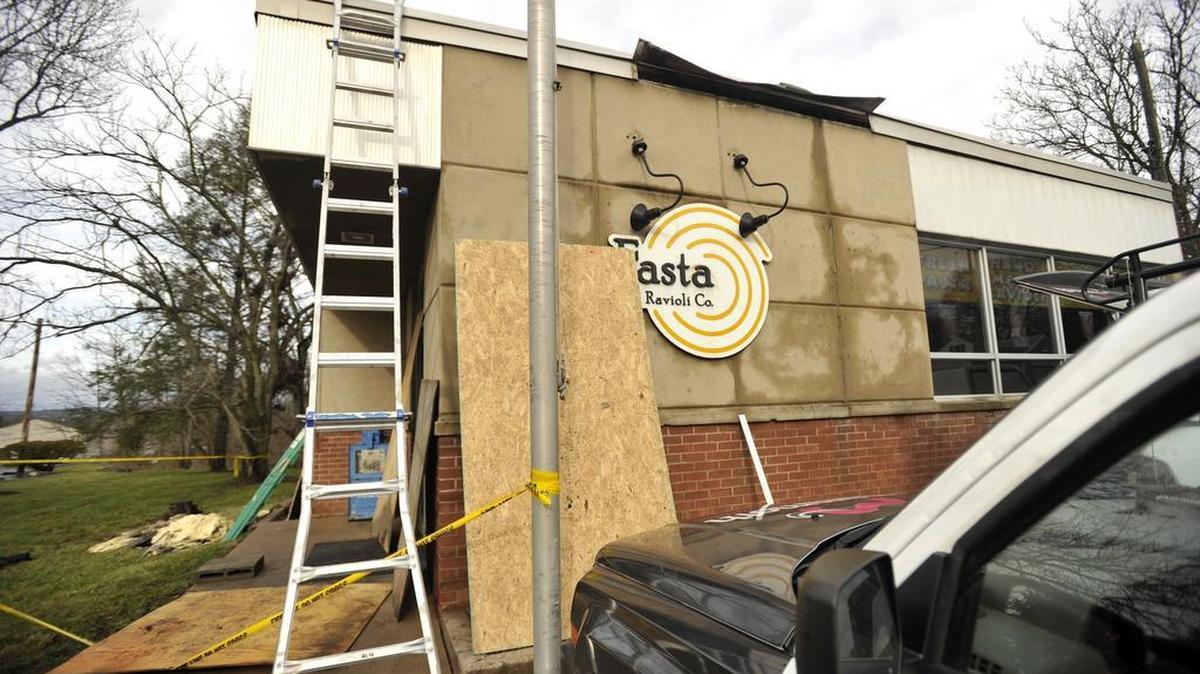 A fire burned the Fasta & Ravioli Co. building in Pleasant Gap, on December 24, 2015.