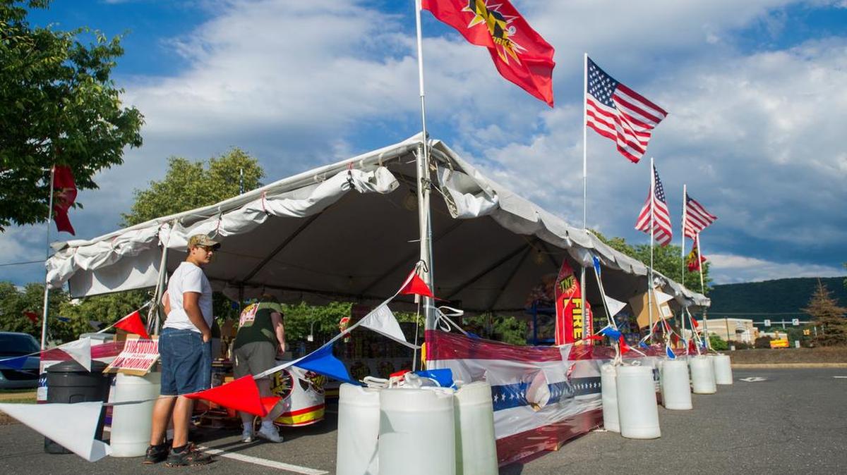 The TNT Fireworks stand located in the parking lot of the Wal-Mart on Benner Pike on Tuesday.