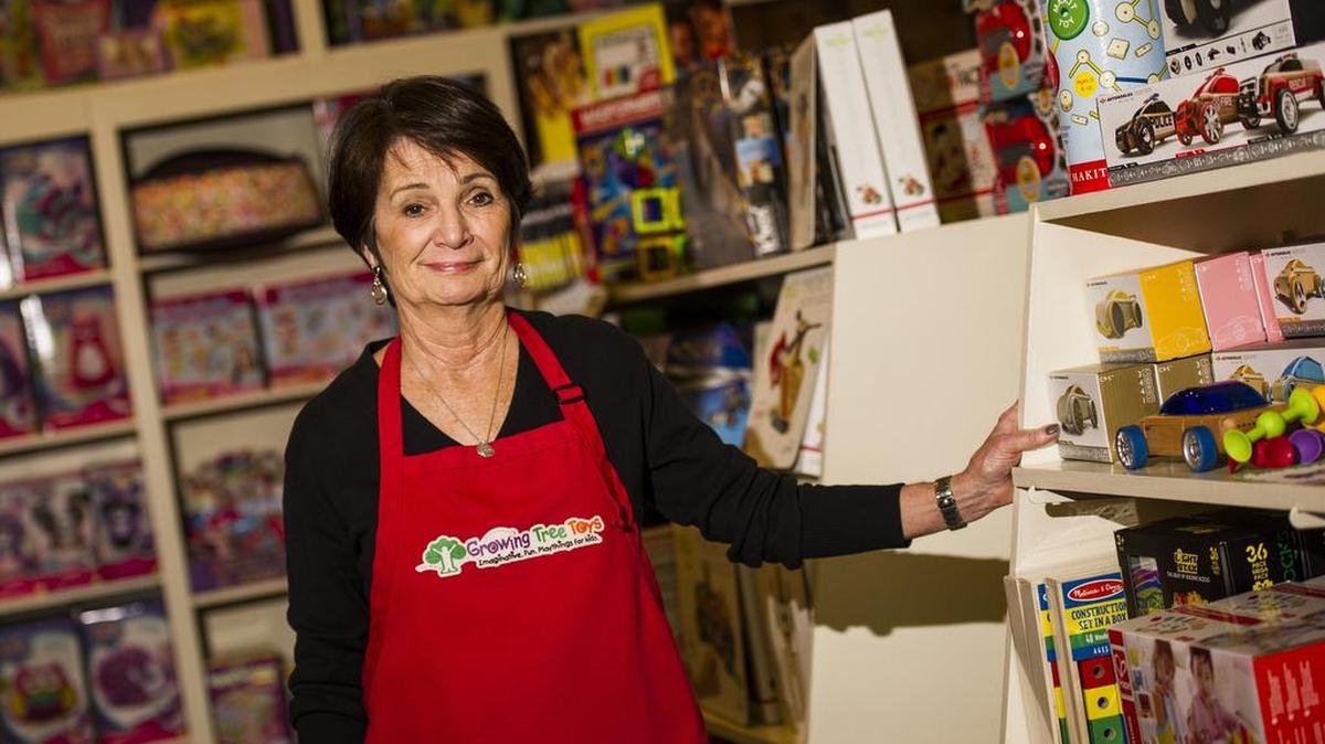 Kay Emigh has owned Growing Tree Toys, at the corner of Allen Street and Beaver Avenue, for 33 years.