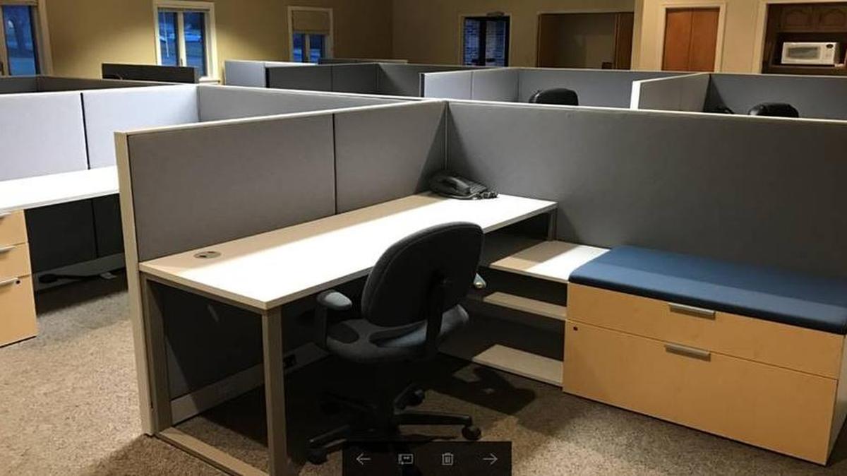 Cubical workstations, chairs, tables and filing cabinets were donated by Jim Erickson, president of Blue Mountain Quality Resources, to the Belle Key business incubator.