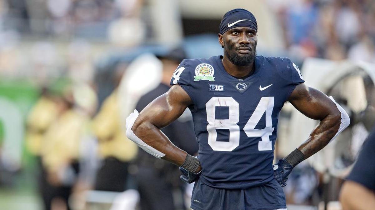 Penn State wide receiver Juwan Johnson walks behind the bench in frustration after a pass that was meant for him was intercepted during the Citrus Bowl on Tuesday, Jan. 1, 2019 at Camping World Stadium.