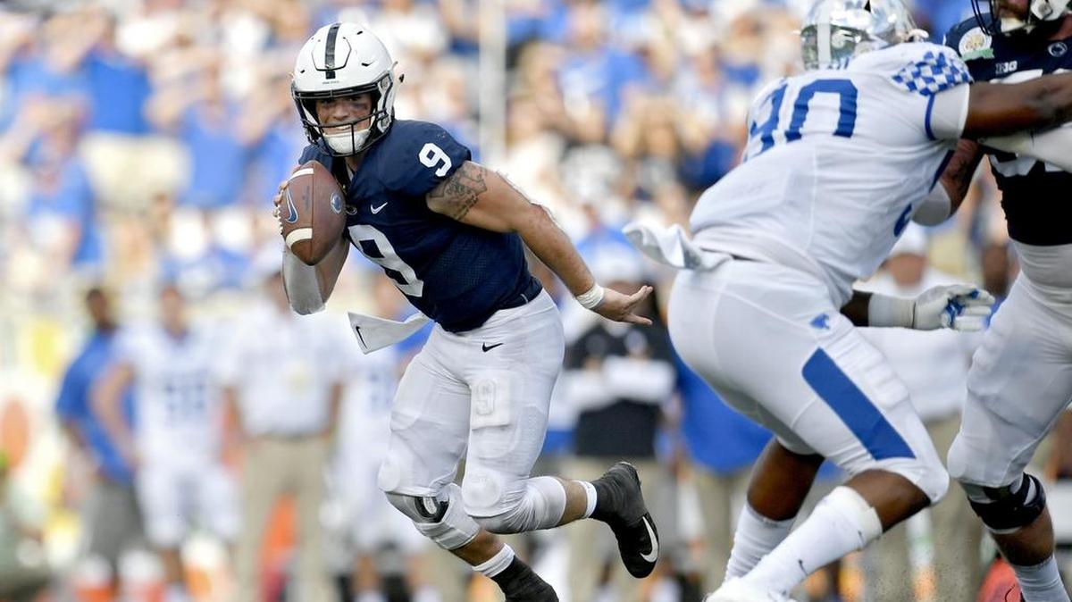 Penn State quarterback Trace McSorley look for an open teammate to make a pass in the fourth quarter of the Citrus Bowl against Kentucky on Tuesday, Jan. 1, 2019 at Camping World Stadium.