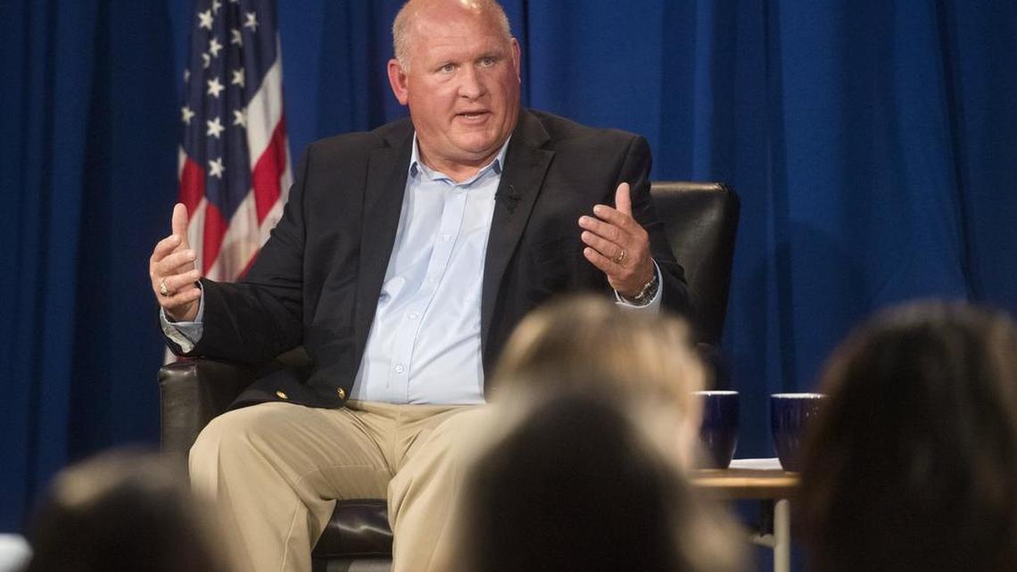 U.S. Rep. Glenn Thompson, R-Howard Township, answers questions from community members during a WPSU town hall on Thursday, August 10, 2017.