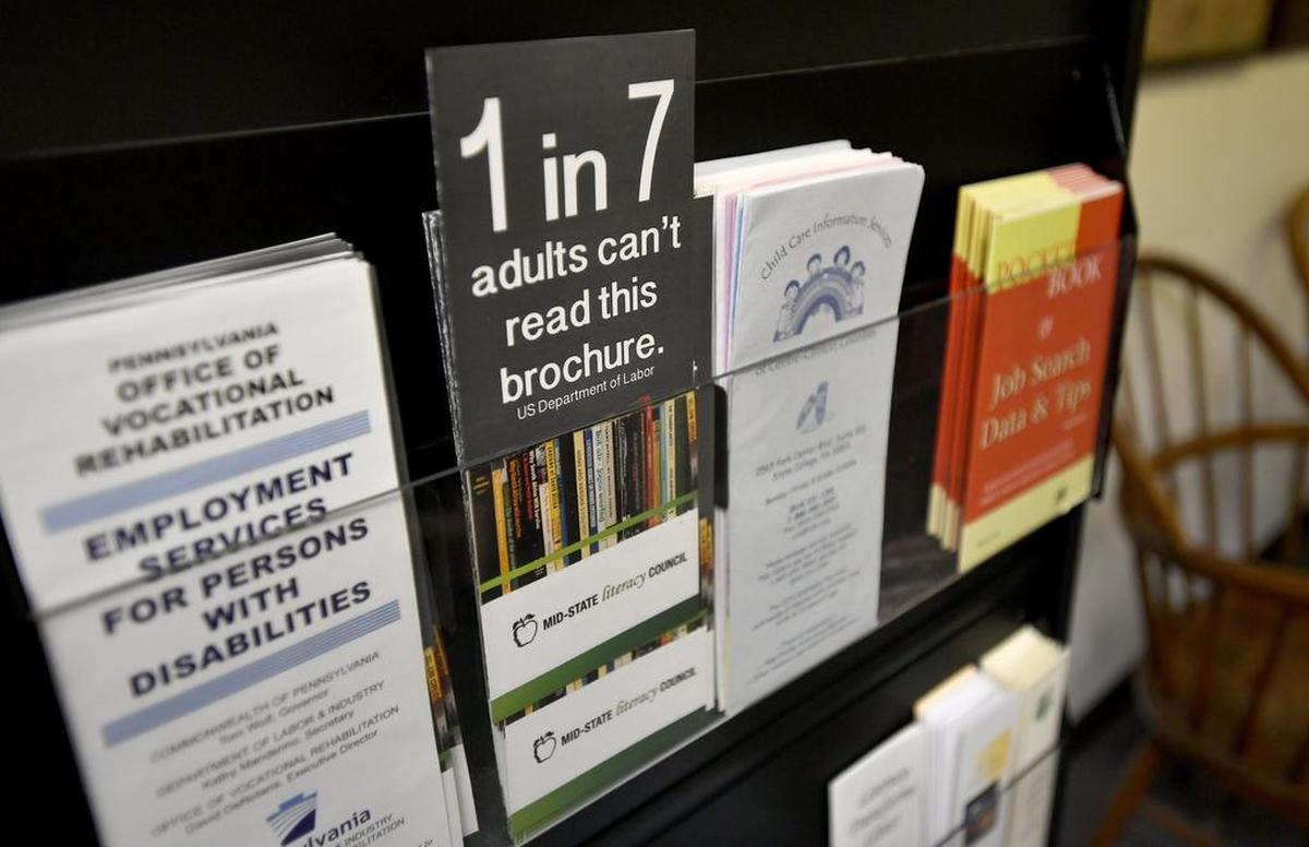 Pamphlets are pictured in the Mid-State Literacy Council office.
