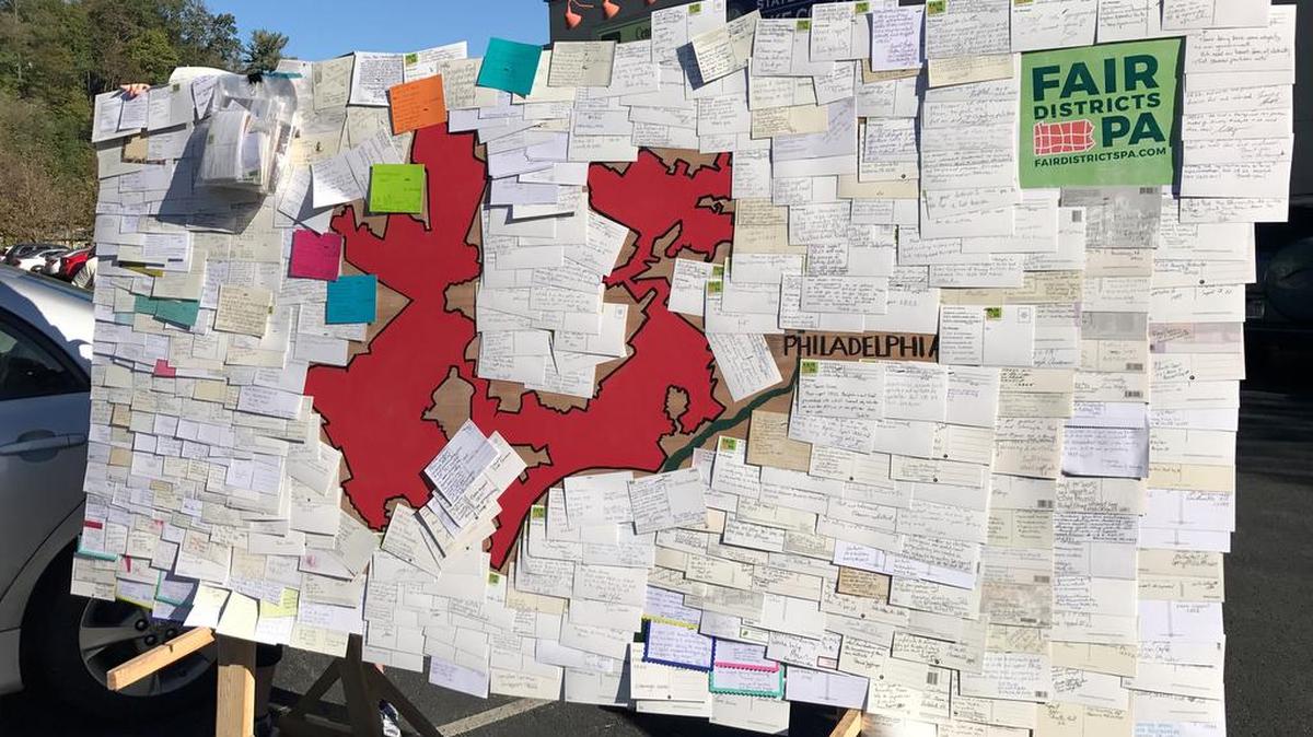 Fair Districts Centre County collected hundreds of postcards from constituents to give to Sen. Jake Corman, R-Benner Township, encouraging him to support redistricting reform.