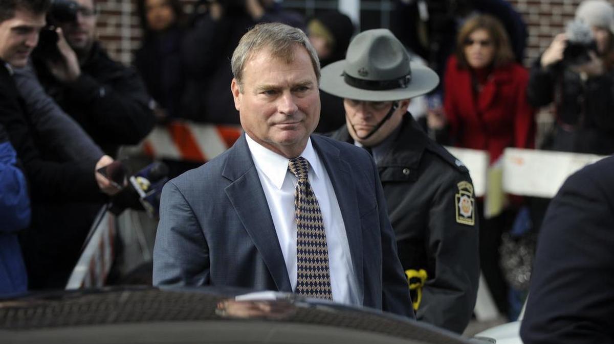 Former Penn State vice president Gary Schultz leaves his arraignment in Harrisburg in 2012. Schultz is sixth on the list of former state employees with the highest annual pension payments. He plead guilty to one count of child endangerment in March.